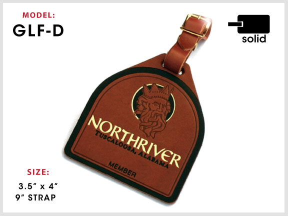 GLF-D Dome-Top Leather Golf Tag with Specs